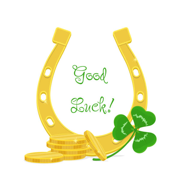 ilustrações de stock, clip art, desenhos animados e ícones de good luck illustration - horseshoe gold luck success