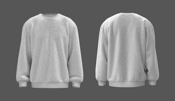 istock Blank fleece sweater mock up in front and back views, 3d rendering, 3d illustration 1367665272