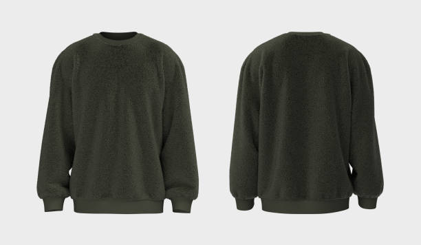 istock Blank fleece sweater mock up in front and back views, 3d rendering, 3d illustration 1367665282