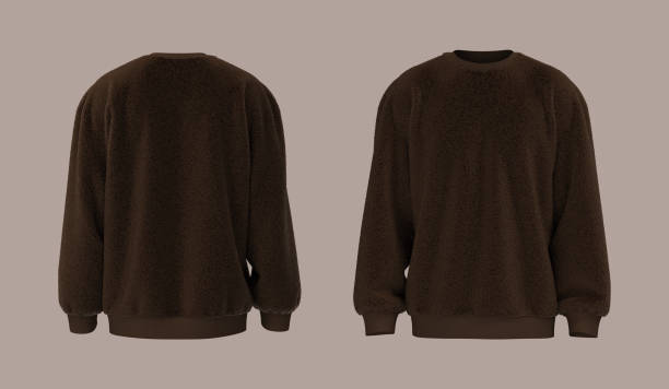 istock Blank fleece sweater mock up in front and back views, 3d rendering, 3d illustration 1367665294