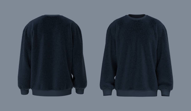 istock Blank fleece sweater mock up in front and back views, 3d rendering, 3d illustration 1367665424