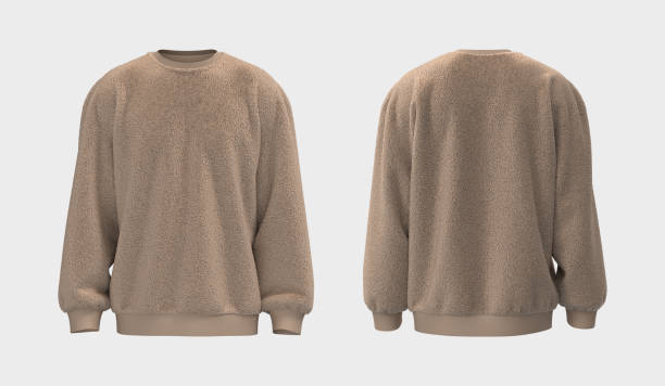 Blank fleece sweater mock up in front and back views, 3d rendering, 3d illustration