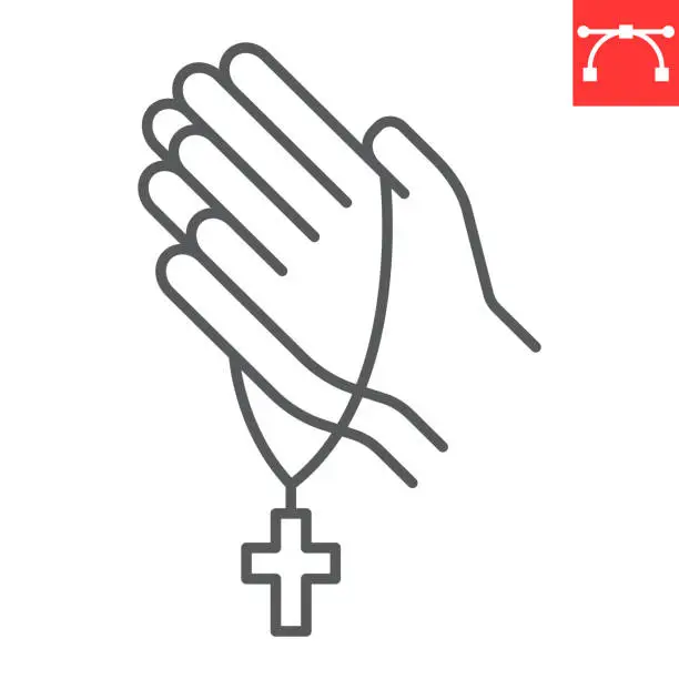 Vector illustration of Pray line icon