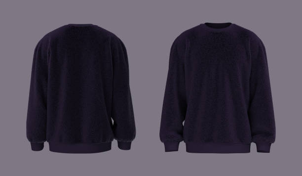 istock Blank fleece sweater mock up in front and back views, 3d rendering, 3d illustration 1367665539