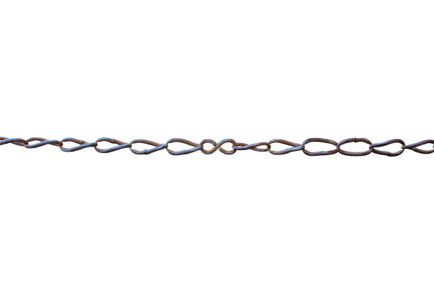 istock Old metal chain and infinity sign. Horizontal view. Close-up. Isolated object on a white background. Isolate. 1367665579