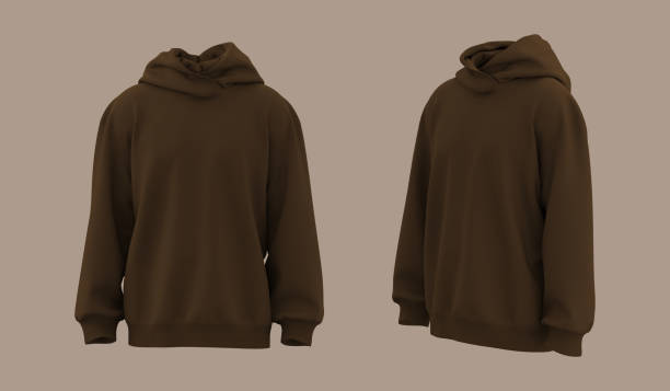 istock Blank hooded sweatshirt mockup in front and side views, 3d rendering, 3d illustration 1367666297