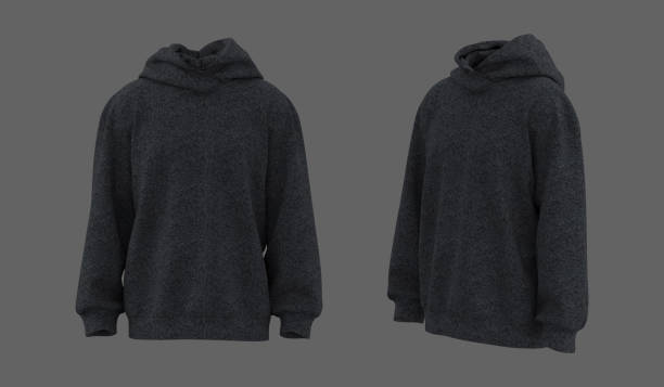 istock Blank hooded sweatshirt mockup in front and side views, 3d rendering, 3d illustration 1367666298