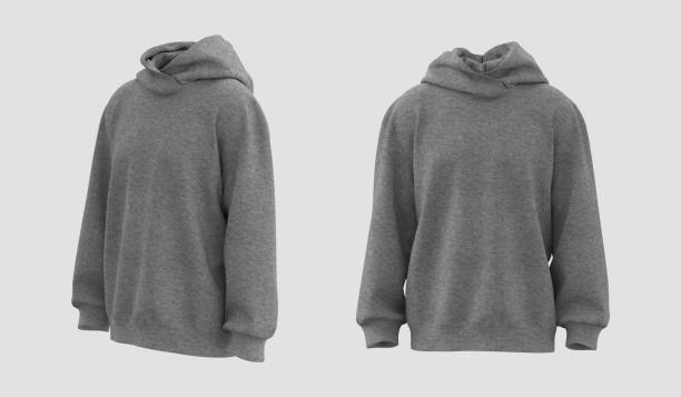 istock Blank hooded sweatshirt mockup in front and side views, 3d rendering, 3d illustration 1367666350