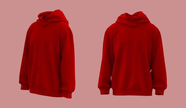 istock Blank hooded sweatshirt mockup in front and side views, 3d rendering, 3d illustration 1367666411