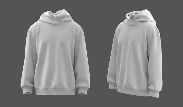 istock Blank hooded sweatshirt mockup in front and side views, 3d rendering, 3d illustration 1367666413