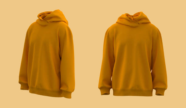 istock Blank hooded sweatshirt mockup in front and side views, 3d rendering, 3d illustration 1367666428
