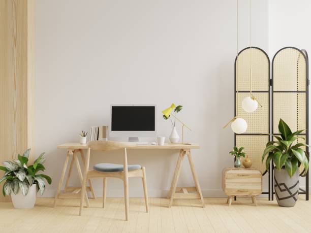 istock Working room, office room with white color background. 1367668929