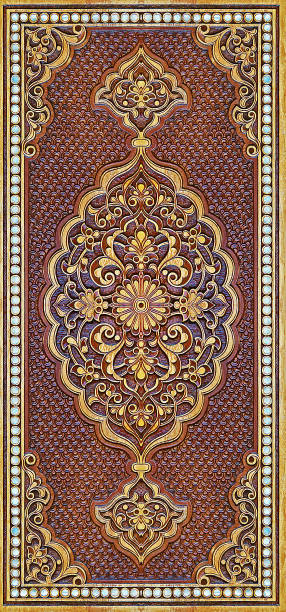 istock Beautiful Arabic patterns carved from wood on the door. 1367671194