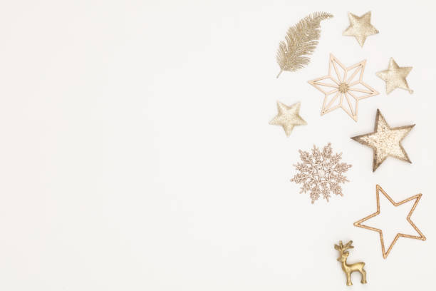 istock Christmas flatlay decor background on the white wooden table. 1367676688