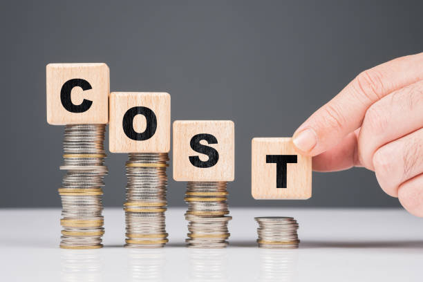 Reduce Cost Hand put an alphabet wood cubes on the lower step of heap coins, reduce cost concept cost stock pictures, royalty-free photos & images
