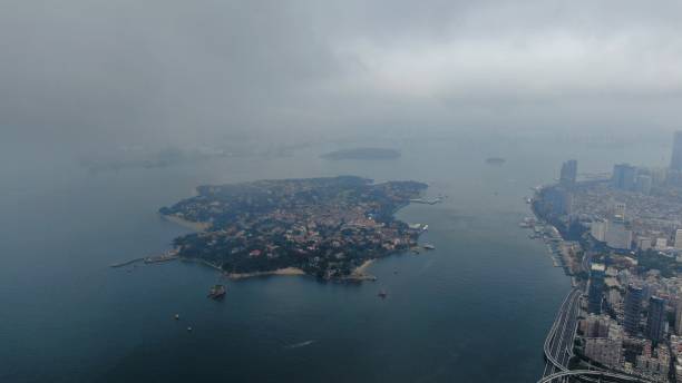 Island scenery in rainy days