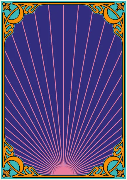 Vector illustration of Psychedelic Art Nouveau Frame