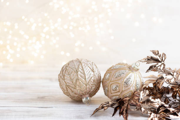istock Golden christmas balls with bokeh. 1367680602