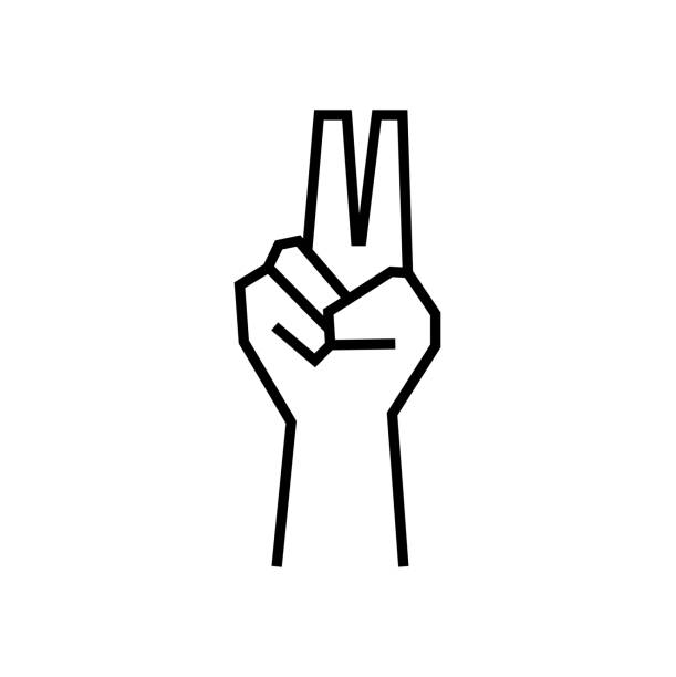 2本の指の手のアイコンベクトルは、白、サイン、シンボルのイラストに隔離されています。 - black sign holding vertical点のイラスト素材／クリップアート素材／マンガ素材／アイコン素材