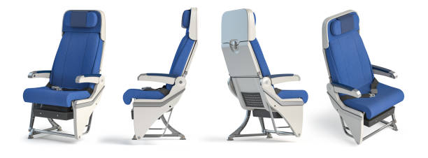다른 전망의 비행기 좌석. 흰색 배경에 고립 된 항공기 내부 안락 의자. - seat 뉴스 사진 이미지