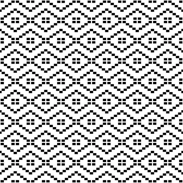 Vector illustration of Ethnic Black and White Vector Pattern with Triangles. Geometric Ornament.