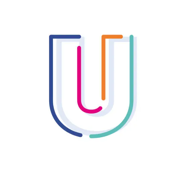 Vector illustration of Abstract Letter U Line Colorful linear logotype.