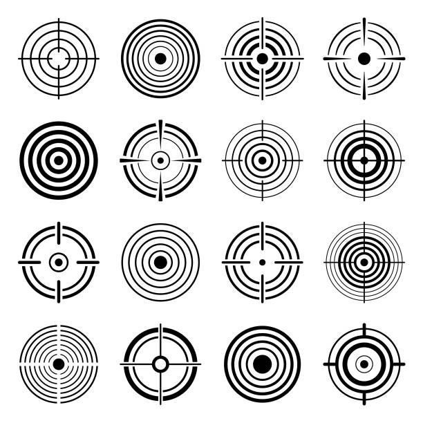 ilustraciones, imágenes clip art, dibujos animados e iconos de stock de iconos de destino - circle swirl target aspirations