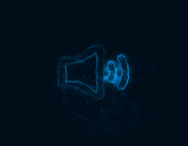 istock Audio voice sound icon with plexus effect. Connected lines with dots. Illustration 1367691859