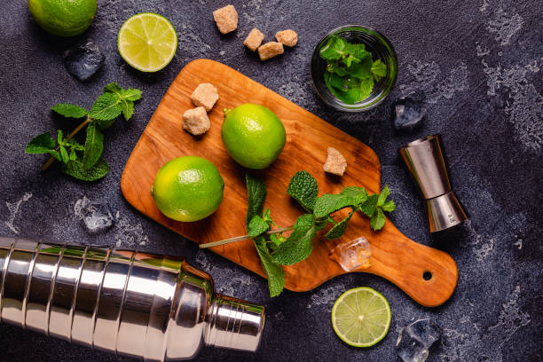 istock Fresh tasty ingredients for delicious mojito cocktail 1367693773