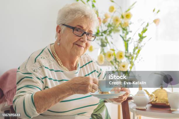 Senior Woman At Home Stock Photo - Download Image Now - 80-89 Years, Senior Adult, Senior Women