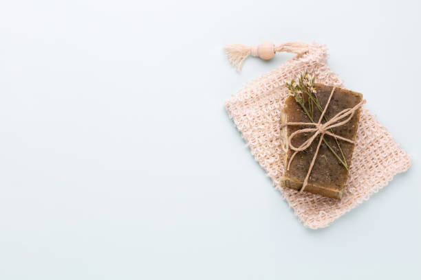 istock Handmade natural soap on pastel background. 1367695727