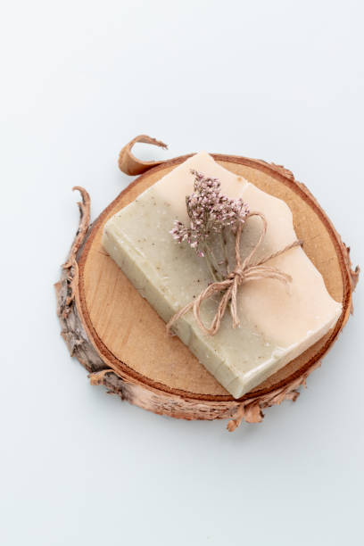 istock Handmade natural soap on pastel background. 1367695739