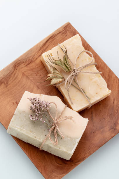 istock Handmade natural soap on pastel background. 1367695752