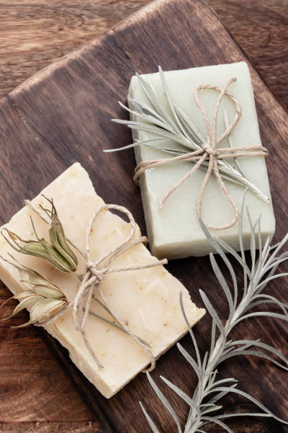 istock Handmade natural soap on pastel background. 1367695755