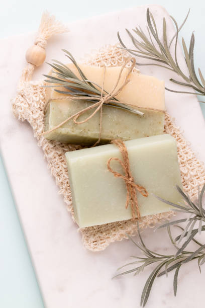 istock Handmade natural soap on pastel background. 1367695799