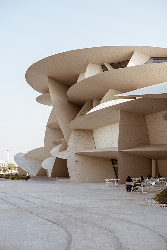 National Museum of Qatar, designed by french architect Jean Nouvel. Design is inspired by desert roses, flower-like formations that occurs naturally in the Gulf region.