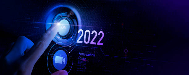 istock Hand pushing On 2022 and Start 2022. Happy New Year button technology virtual innovation concept. 1367696840
