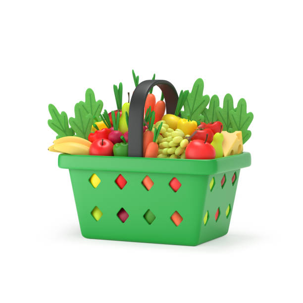 istock Shopping basket with groceries. 1367698601