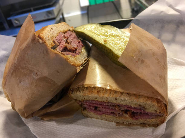 istock A fresh pastrami sandwhich with freshly pickeled cucumber 1367700910