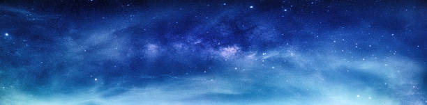 Landscape with Milky way galaxy. Night sky with stars