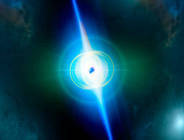 A magnetar is a type of neutron star believed to have an extremely powerful magnetic field stock photo