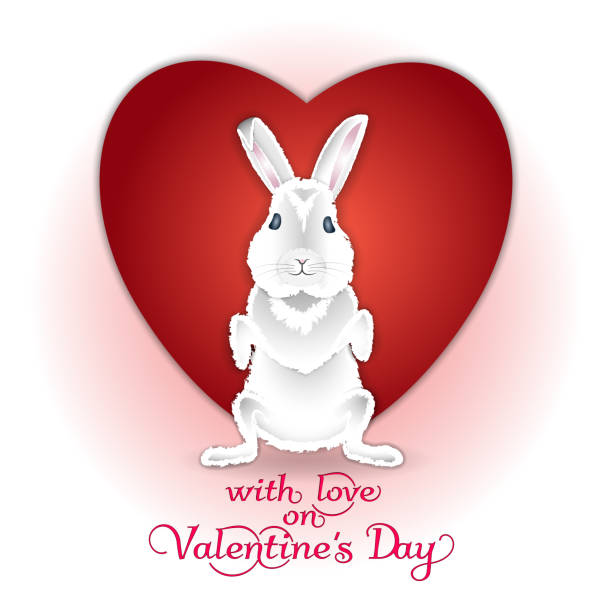 istock Bunny on the background of a red heart 1367703556