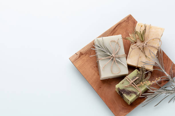 istock Handmade natural soap on pastel background. 1367703613