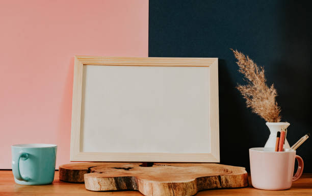 istock Pink and blue background and copy space in frame 1367703803