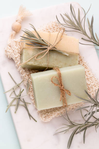 istock Handmade natural soap on pastel background. 1367704168