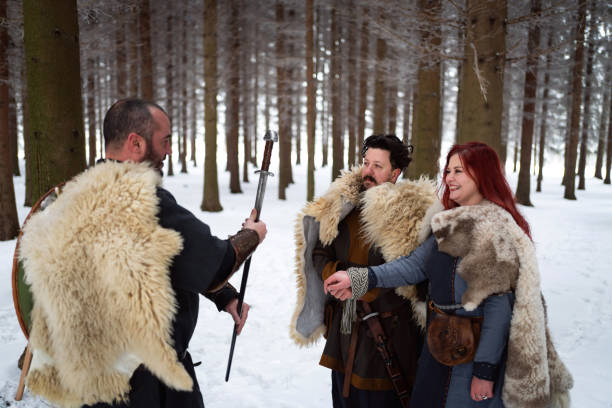 istock Marriage ceremon between male and female medieval warriors 1367706598