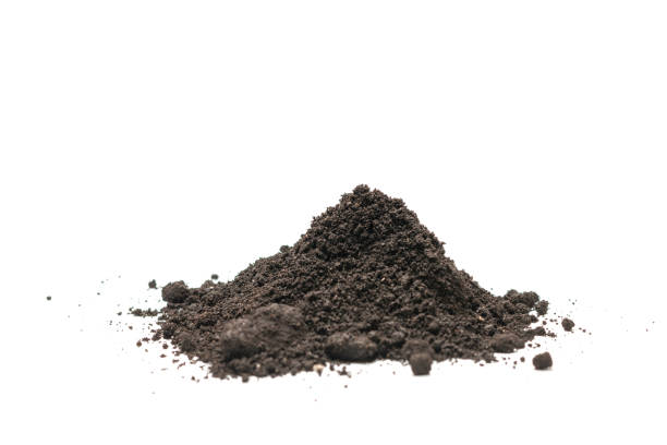 istock Black land for plant isolated on white background. 1367707856