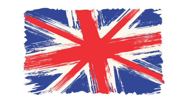 Vector vintage British flag. Drawing flag of UK in grunge style. vector art illustration