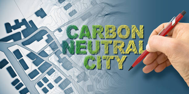 istock CO2 Neutral City- concept with an imaginary city map 1367710242