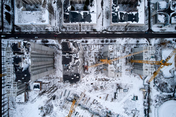istock Construction site in winter in the city. 1367712472